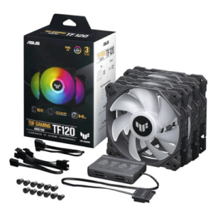 Asus Tuf Gaming TF120 ARGB Case Fan, Aura Sync Compatibility, 12cm Fan Diameter, 1900RPM Max Rotation Speed, 76 cfm Max Airflow, 29 dB Noise Level, Black Edition, Triple Pack | 90DA0030-B09030