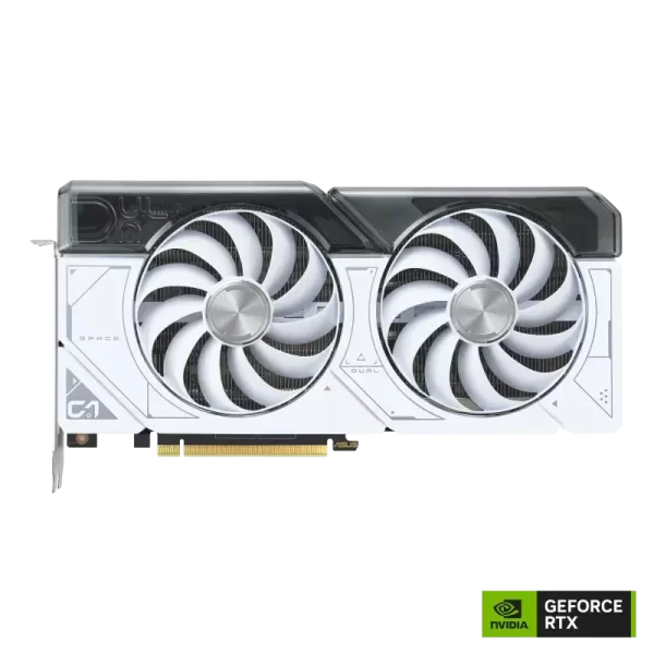 ASUS Dual GeForce RTX™ 4070 SUPER White OC Edition 12GB GDDR6X with two powerful Axial-tech fans and a 2.56-slot design for broad compatibility