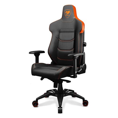 COUGAR ARMOR EVO 4-way Lumbar Support Gaming Chair, Breathable Premium PVC Leather, Full Steel Frame, 4D Adjustable Armrest, Class 4 Gas Lift Cylinder, Extra-Size Wheels, Black-Orange | 3MEVOORB.0001