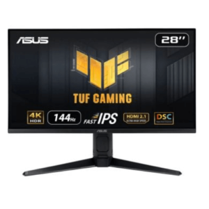 Asus VG28UQL1A Tuf 28-inch 4K UHD (3840 x 2160) Gaming Monitor, Fast IPS, 144 Hz, 1ms GTG, NVIDIA G-Sync Compatible, AMD FreeSync Premium, Display HDR 400, Black | 90LM0780-B01170