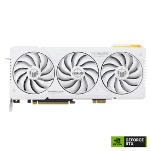 ASUS TUF Gaming GeForce RTX™ 4070 Ti SUPER BTF White OC Edition 16GB GDDR6X with DLSS3, innovative Graphics Card High-Power (GC-HPWR) Gold Finger, and enhanced durability.