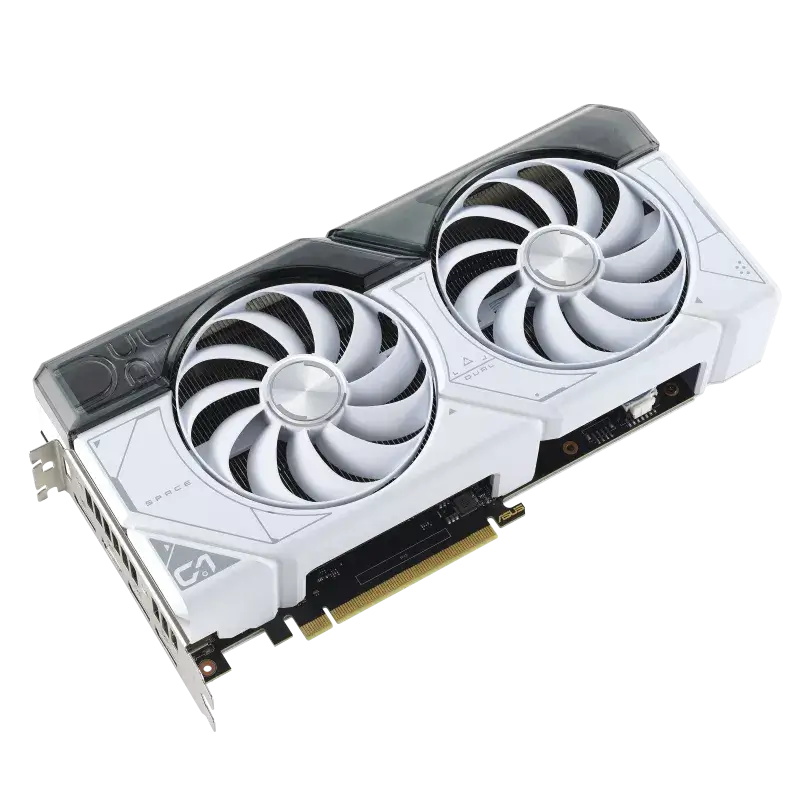 ASUS Dual GeForce RTX™ 4070 SUPER White OC Edition 12GB GDDR6X with two powerful Axial-tech fans and a 2.56-slot design for broad compatibility