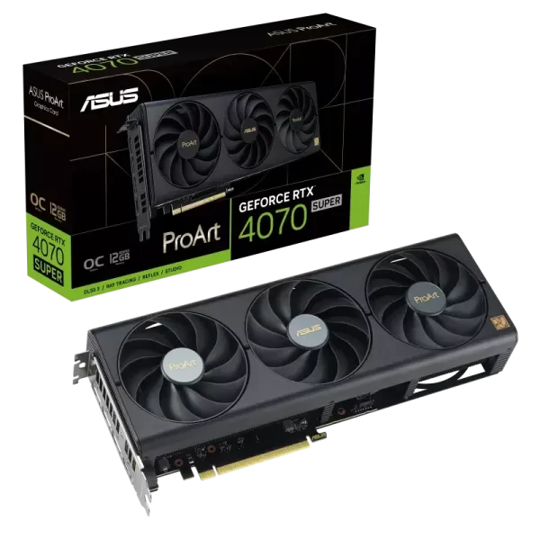 ProArt GeForce RTX™ 4070 SUPER OC Edition 12GB GDDR6X brings elegant and minimalist style to empower creator PC builds with full-scale GeForce RTX™ 40 SUPER Series performance.