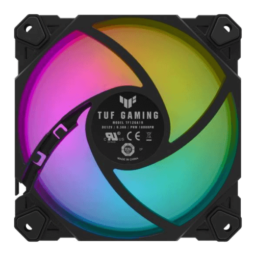 Asus Tuf Gaming TF120 ARGB Case Fan, Aura Sync Compatibility, 12cm Fan Diameter, 1900RPM Max Rotation Speed, 76 cfm Max Airflow, 29 dB Noise Level, Black Edition, Single Pack | 90DA0030-B09000