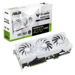 ASUS TUF Gaming GeForce RTX™ 4070 Ti SUPER BTF White OC Edition 16GB GDDR6X with DLSS3, innovative Graphics Card High-Power (GC-HPWR) Gold Finger, and enhanced durability.