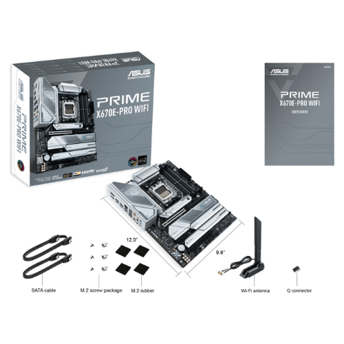 Asus Prime X670E-Pro Wifi DDR5 ATX Motherboard, Socket AM5, AMD X670 Chipset, Realtek 2.5Gb Ethernet, LAN Guard, Wi-Fi 6E, Bluetooth v5.2, Max 128GB Memory, PCIe 5.0 | 90MB1BL0-M0EAY0