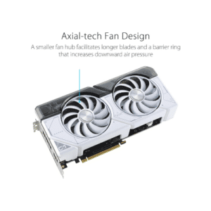 ASUS Dual GeForce RTX™ 4070 SUPER EVO White OC Edition 12GB GDDR6X with two powerful Axial-tech fans and a 2.5-slot design for broad compatibility