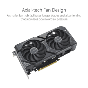 ASUS Dual GeForce RTX™ 4060 OC Edition 8GB GDDR6 with two powerful Axial-tech fans and a 2.5-slot design for broad compatibility