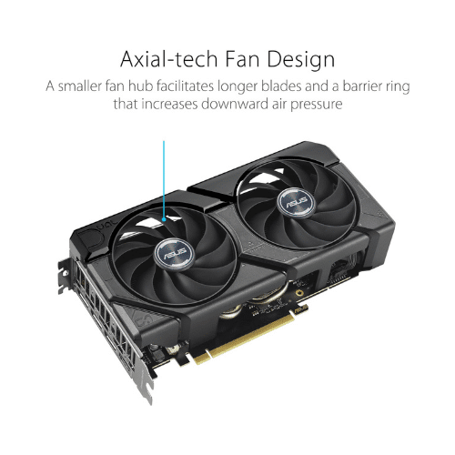 ASUS Dual GeForce RTX™ 4070 SUPER EVO OC Edition 12GB GDDR6X with two powerful Axial-tech fans and a 2.5-slot design for broad compatibility