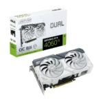 ASUS Dual GeForce RTX™ 4060 Ti White OC Edition 8GB GDDR6 with two powerful Axial-tech fans and a 2.5-slot design for broad compatibility