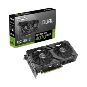 ASUS Dual GeForce RTX™ 4070 SUPER EVO OC Edition 12GB GDDR6X with two powerful Axial-tech fans and a 2.5-slot design for broad compatibility