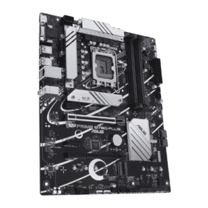 ASUS Prime B760-PLUS, an Intel® B760 LGA 1700 ATX motherboard with PCIe 5.0, three PCIe 4.0 M.2 slots, DDR5, Realtek 2.5Gb Ethernet, DisplayPort, VGA, HDMI™, SATA 6 Gbps, USB 3.2 Gen 2x2 Type-C®, front USB 3.2 Gen 1 Type-C®, Thunderbolt™ (USB4®) support, Aura Sync