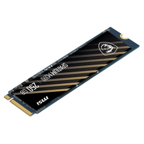 MSI Spatium M390 250GB PCIe M.2 2280 Internal Solid State Drive, Read/Write Up to 3300MB/s/1200MB/s, 3D NAND Flash Technology, PCIe Gen3x4, NVMe 1.4, PHISON E15T, Black | S78-4409PL0-P83