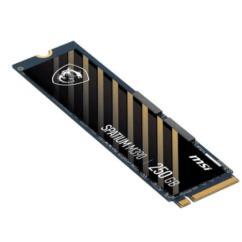 MSI Spatium M390 250GB PCIe M.2 2280 Internal Solid State Drive, Read/Write Up to 3300MB/s/1200MB/s, 3D NAND Flash Technology, PCIe Gen3x4, NVMe 1.4, PHISON E15T, Black | S78-4409PL0-P83