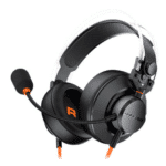 Cougar VM410 Tournament Edition Wired Gaming Headphones, 53mm Graphene Diaphragm Drivers, 9.7mm Noise Cancellation Mic, 4 Pole to 3 Pole Adapter, Crosswalk Reduction, Black/Orange | CG-HS-VM410-TRNMNT