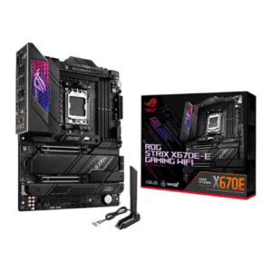 ASUS ROG STRIX X670E-E GAMING WIFI ATX Motherboard, AMD X670 Chipset, AM5 Socket, Intel 2.5 Gb Ethernet, 4xDual Channel DDR5-6400, 128GB Max Memory, 4xSATA 6Gb/s, PCIe 5.0, HDMI/DP | 90MB1BR0-M0EAY0