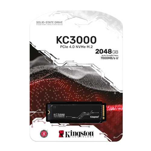 Kingston SKC3000D/2048G KC3000 PCIe 4.0 NVMe M.2 SSD, 2TB Storage Capacity, 5 Year Warranty, 7000 MB/s Transfer Rate