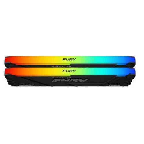 Kington Fury Beast RGB 16GB ( 2x 8GB ) DDR4 Desktop Memory Kit 3200MT/s Memory Speed CL16 CAS Latency 288-Pin Kit AMD Ryzen Ready Intel XMP Certified Black KF432C16BB2AK2/16