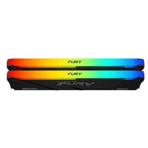 Kingston Fury Beast RGB 64GB (2x 32GB) DDR4 Desktop Memory Kit, 3600 MT/s Memory Speed, CL18 CAS Latency, 288-Pin Kit, AMD Ryzen Ready, Intel XMP Certified, Black | KF436C18BB2AK2-64