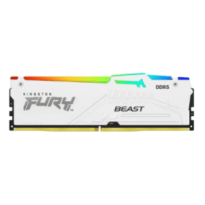 Kingston Fury Beast RGB 64GB (32GB x2) DDR5 Desktop Memory Kit, 5600MT/s Memory Speed, CL40 CAS Latency, Non-ECC, Intel XMP 3.0, 1.25v, 288 Pin, White | KF556C40BWAK2-64