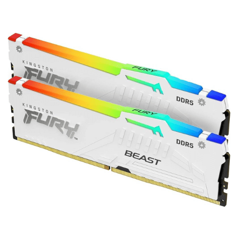 Kingston Fury Beast RGB 64GB (32GB x2) DDR5 Desktop Memory Kit, 5600MT/s Memory Speed, CL40 CAS Latency, Non-ECC, Intel XMP 3.0, 1.25v, 288 Pin, White | KF556C40BWAK2-64