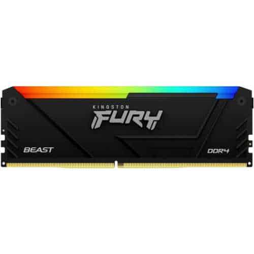 Kington Fury Beast RGB 16GB DDR4 Single Desktop Memory, 3200MT/s Memory Speed, CL16 CAS Latency, 288-Pin Kit, AMD Ryzen Ready, Intel XMP Certified, Black | KF432C16BB2A/16