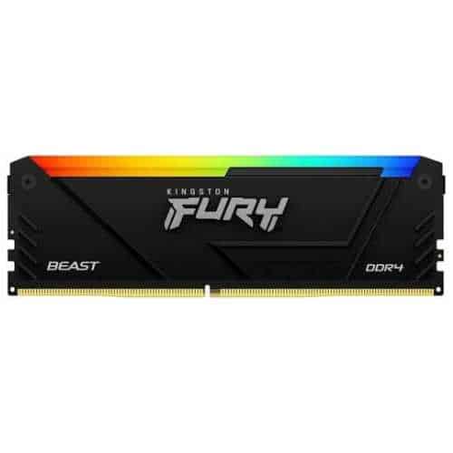 Kington Fury Beast RGB 16GB ( 2x 8GB ) DDR4 Desktop Memory Kit 3200MT/s Memory Speed CL16 CAS Latency 288-Pin Kit AMD Ryzen Ready Intel XMP Certified Black KF432C16BB2AK2/16