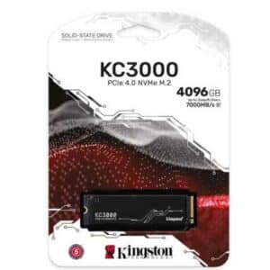 Kingston KC3000 4TB PCIe 4.0 NVMe M.2 Internal SSD, 7000MB/s Sequential Read & 7000MB/s Sequential Write Speed, 800TBW, 3D TLC NAND Technology, Double-sided, Black | SKC3000D/4096G