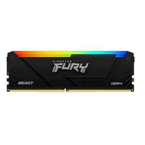 Kingston Fury Beast RGB 64GB (2x 32GB) DDR4 Desktop Memory Kit, 3200MT/s Memory Speed, CL16 CAS Latency, 288-Pin, Intel XMP 2.0, Black | KF432C16BB2AK2/64