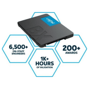 Crucial BX500 SATA 2.5" Internal SSD, 240GB Capacity, 540 Mb/s Sequential Read, 500 Mb/s Sequential Write, 360TB TBW SSD Endurance, Black | CT240BX500SSD1