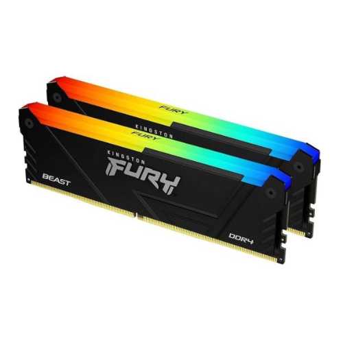 Kingston Fury Beast RGB 32GB ( 2x 16GB ) DDR4 Desktop Memory Kit, 3200MT/s Memory Speed, CL16 CAS Latency, 288-Pin Kit, AMD Ryzen Ready, Intel XMP Certified, Black | KF432C16BB2AK2/32