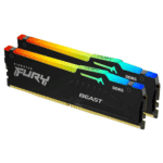 Kingston Fury Beast 32GB (2x16 GB Kit) DDR5 Desktop Memory, 5200MT/s, CL40 DIMM Cas Latency, Intel XMP 3.0, Infrared Sync Technology, Overclocking Stability, Black | KF552C40BBAK2-32