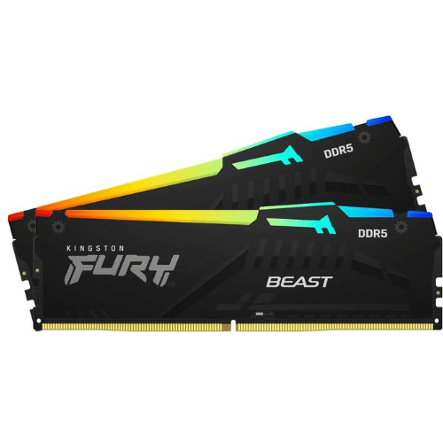 Kingston Fury Beast RGB 32GB (2x16GB) DDR5 Desktop Memory, 5600MT/s Speed, CL40 Cas Latency, 1.25V Voltage, 288 Pin, Dual Channel Kit, Non-ECC Unbuffered DIMM, Black | KF556C40BBAK2-32