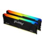 Kingston Fury Beast RGB 64GB (2x 32GB) DDR4 Desktop Memory Kit, 3600 MT/s Memory Speed, CL18 CAS Latency, 288-Pin Kit, AMD Ryzen Ready, Intel XMP Certified, Black | KF436C18BB2AK2-64