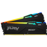 Kingston Fury Beast RGB 32GB DDR5 (2x 16GB) Desktop Memory, 6000MHz Speed, CL40 Cas Latency, 1.35V Voltage, 288 Pin, Dual Channel Kit, Non-ECC Unbuffered DIMM, Black | KF560C40BBAK2-32