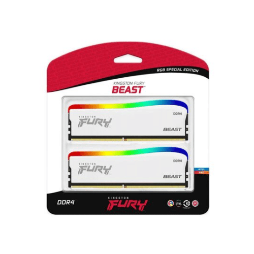 Kingston Fury Beast 16GB (2x8) 3600mhz DDR4 RGB RAM - White | KF436C17BWAK2/16