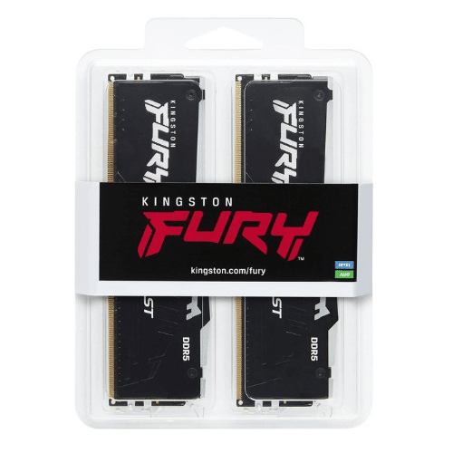 Kingston Fury Beast 64GB (2x32 GB Kit) DDR5 Desktop Memory, 5200MT/s, CL40 DIMM Cas Latency, Intel XMP 3.0, Infrared Sync Technology, Overclocking Stability, Black | KF552C40BBAK2-64