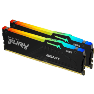 Kingston FURY Beast RGB 32GB (16GB x2) DDR5 Non-ECC Desktop Memory Kit, 5200MT/s Memory Speed, CL36 CAS Latency, Intel XMP 3.0 / AMD EXPO Certified, 1.25V, 288 Pin, Black | KF552C36BBEAK2-32