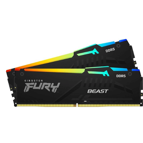 Kingston Fury Beast RGB 32GB (2x16GB) DDR5 Desktop Memory, 5600MT/s Memory Speed, CL36 CAS Latency, Intel XMP 3.0, 1.25 Voltage, 288-Pin, AMD Expo, Dual Channel DIMM Kit | KF556C36BBEAK2-32