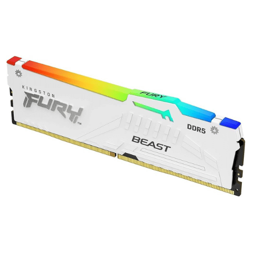 Kingston Fury Beast RGB 64GB (32GB x2) DDR5 Desktop Memory Kit, 5600MT/s Memory Speed, CL40 CAS Latency, Non-ECC, Intel XMP 3.0, 1.25v, 288 Pin, White | KF556C40BWAK2-64