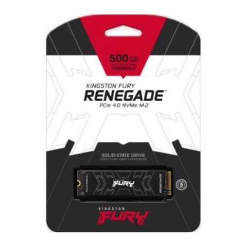 Kingston Fury Renegade 500GB Internal Gaming SSD, PCIe Gen 4.0 NVMe, M.2 2280, Up to 7300 MB/s, 3900MB/s Write, TLC Nand, Single Sided | SFYRS/500G