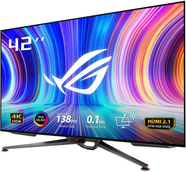 ASUS ROG Swift OLED PG42UQ Gaming Monitor, 41.5" 4K OLED (3840x2160), 138Hz Refresh Rate, 0.1ms Response Time, 220W Power,1.07Bn Colors, 2 Speakers, 2*HDMI 2.1/DP 1.4, 4*USB 3.2 | 90LM0850-B01170 - Image 2