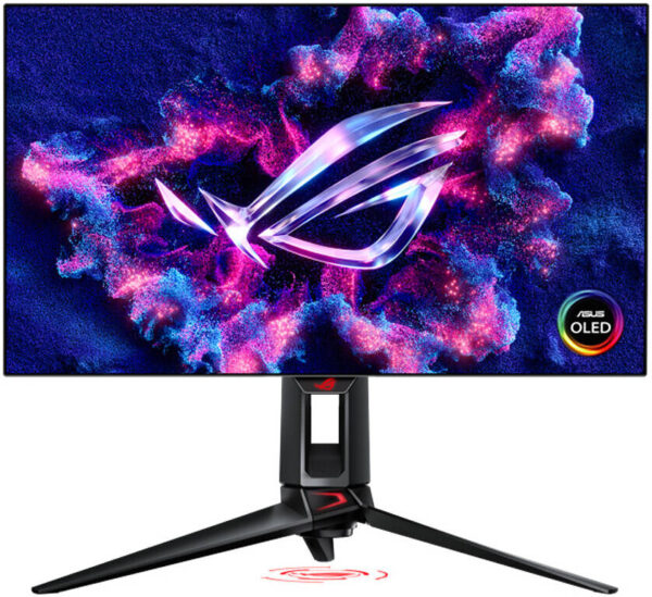 Asus ROG 26.5" Swift PG27AQDP QHD Premium OLED Gaming Monitor, 480Hz Refresh Rate, 0.03ms Response Time, FreeSync & G-Sync, 1.5M 1 Contrast Ratio, 10-Bit 1.07B Colours, AI ASSISTANT, Black | PG27AQDP