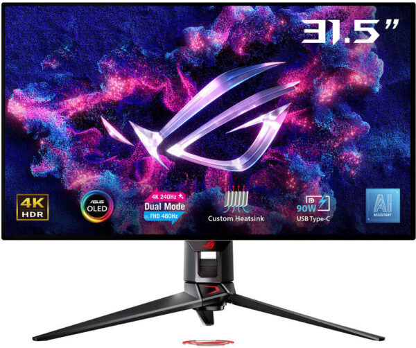 ASUS ROG PG32UCDP Swift OLED Gaming Monitor, 32" 4K UHD WOLED Display, 240Hz Refresh Rate, 0.03ms (GtG) Response Time, G-Sync & AMD FreeSync Premium Pro Technology, 1073.7M Display Colors | PG32UCDP