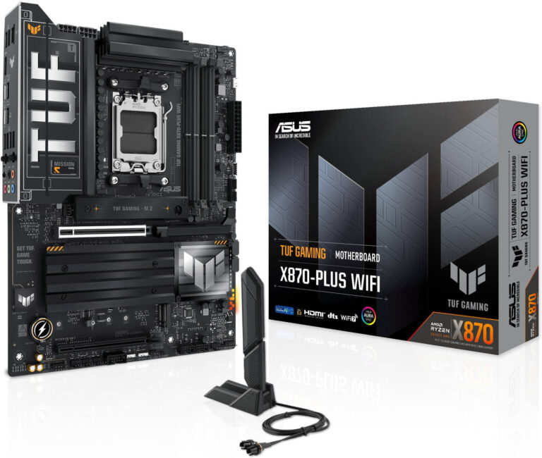 ASUS TUF GAMING X870-PLUS WIFI ATX Motherboard - AMD AM5 DDR5 with WiFi 7, AI Overclocking & Military-Grade Durability